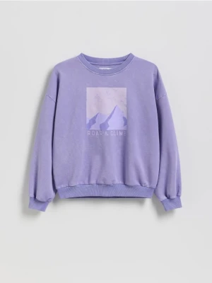 Reserved - Bawełniana koszulka z nadrukiem - fioletowy