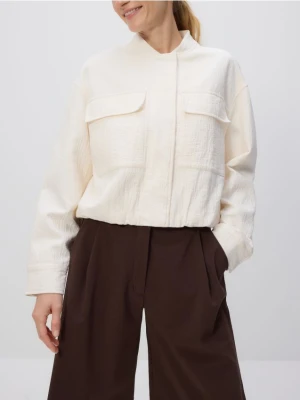 Reserved - Bawełniana kurtka bomberka - złamana biel