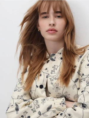 Reserved - Bawełniana kurtka z haftem - wielobarwny