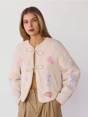 Reserved - Bawełniana kurtka z haftem - wielobarwny