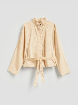 Reserved - Bawełniana kurtka z wiązaniem - żółty