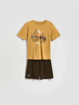 Reserved - Bawełniana piżama - bursztynowy
