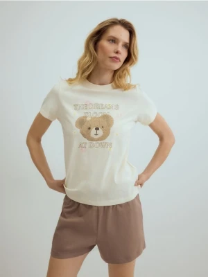 Reserved - Bawełniana piżama dwuczęściowa - brązowy