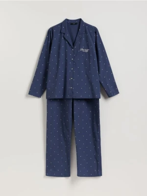 Reserved - Bawełniana piżama dwuczęściowa - granatowy