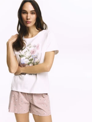 Reserved - Bawełniana piżama dwuczęściowa - pastelowy róż