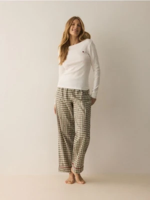 Reserved - Bawełniana piżama dwuczęściowa - zielony