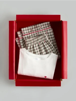 Reserved - Bawełniana piżama dwuczęściowa - zielony