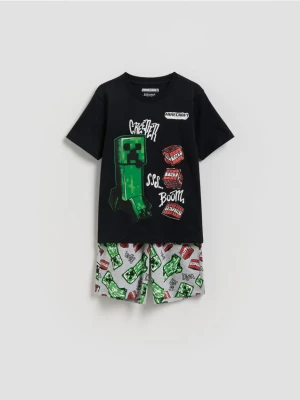 Reserved - Bawełniana piżama Minecraft - jasnoszary