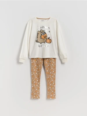 Reserved - Bawełniana piżama Pusheen - kremowy