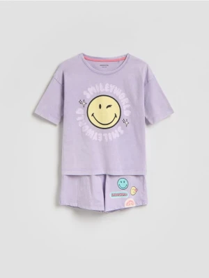 Reserved - Bawełniana piżama SmileyWorld® - lawendowy
