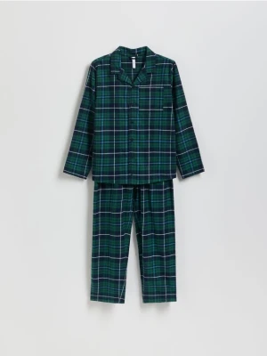 Reserved - Bawełniana piżama w kratę - ciemnozielony