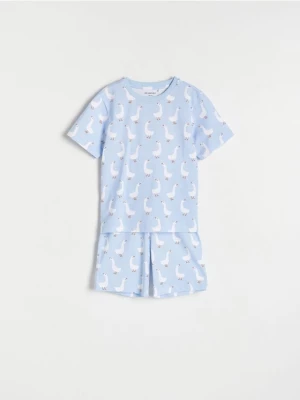 Reserved - Bawełniana piżama z nadrukiem - jasnoniebieski