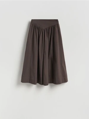 Reserved - Bawełniana spódnica midi - brązowy
