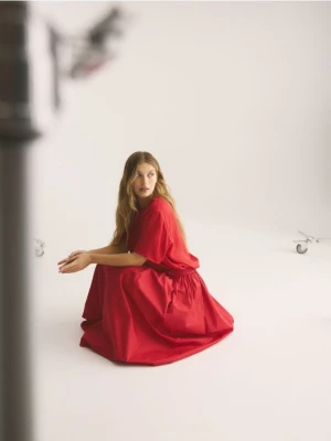 Reserved - Bawełniana spódnica midi - czerwony