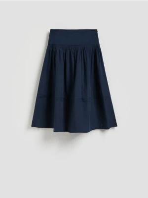 Reserved - Bawełniana spódnica midi - granatowy