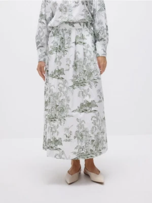 Reserved - Bawełniana spódnica midi - oliwkowy