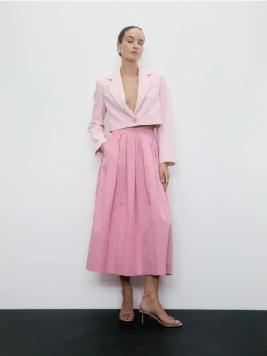 Reserved - Bawełniana spódnica midi - różowy