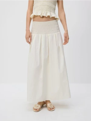 Reserved - Bawełniana spódnica midi - złamana biel