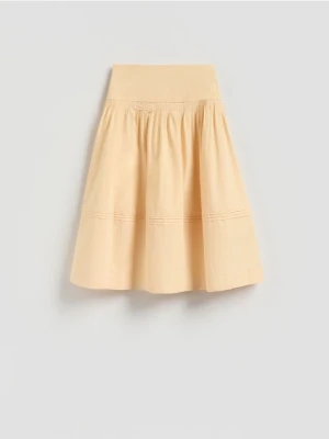 Reserved - Bawełniana spódnica midi - żółty