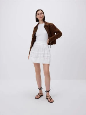 Reserved - Bawełniana spódnica mini - biały