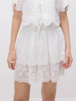 Reserved - Bawełniana spódnica mini - biały