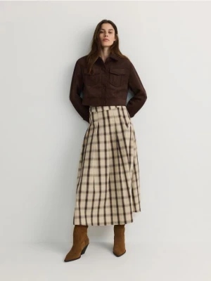 Zdjęcie produktu Reserved - Bawełniana spódnica w kratę - beżowy