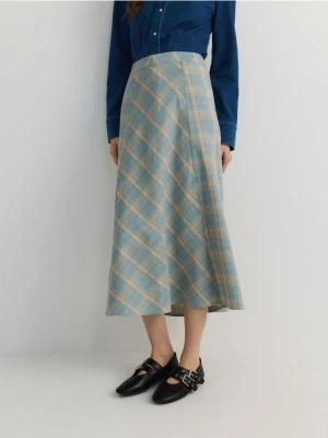 Reserved - Bawełniana spódnica w kratę - miętowy