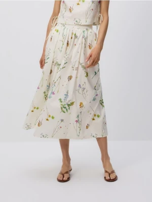 Reserved - Bawełniana spódnica w kwiaty - wielobarwny