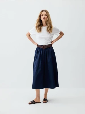 Reserved - Bawełniana spódnica z paskiem - granatowy