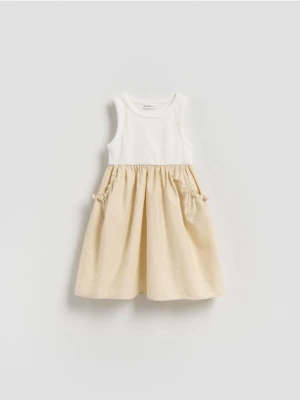 Reserved - Bawełniana sukienka - beżowy