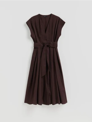 Reserved - Bawełniana sukienka - ciemnobrązowy