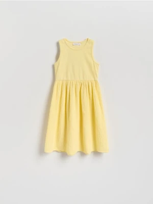 Reserved - Bawełniana sukienka - jasnożółty