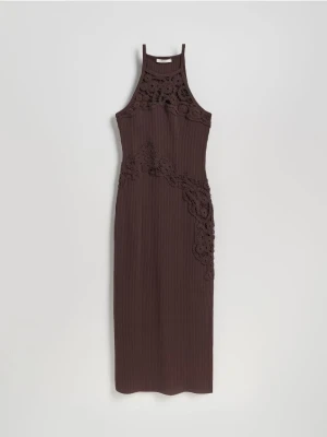 Reserved - Bawełniana sukienka maxi - ciemnobrązowy