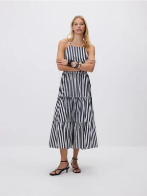 Reserved - Bawełniana sukienka maxi - granatowy