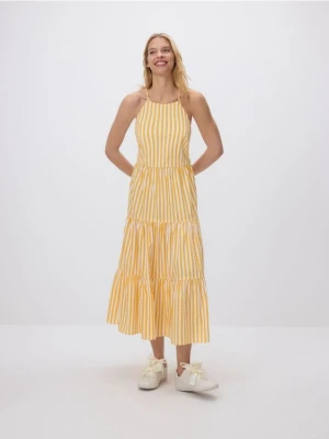 Reserved - Bawełniana sukienka maxi - żółty