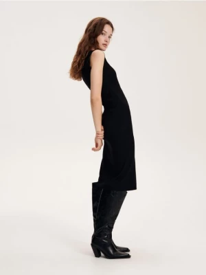 Reserved - Bawełniana sukienka midi - czarny