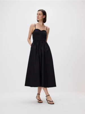 Reserved - Bawełniana sukienka midi - czarny
