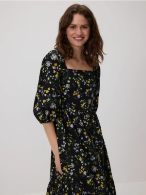 Reserved - Bawełniana sukienka midi - czarny