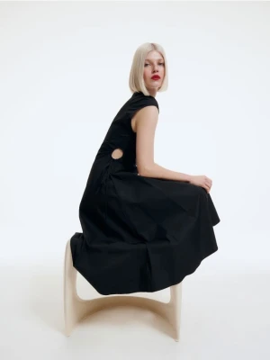 Reserved - Bawełniana sukienka midi - czarny