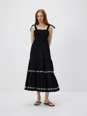 Reserved - Bawełniana sukienka midi - czarny