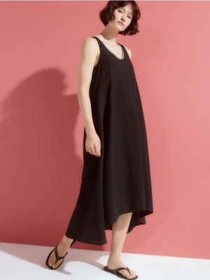 Reserved - Bawełniana sukienka midi - czarny