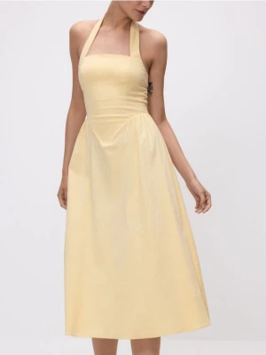 Reserved - Bawełniana sukienka midi - jasnożółty