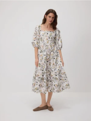 Reserved - Bawełniana sukienka midi - wielobarwny