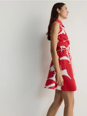 Reserved - Bawełniana sukienka mini - czerwony