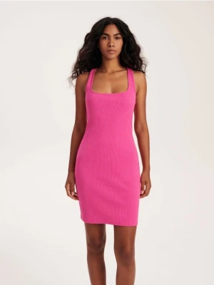 Reserved - Bawełniana sukienka mini - fuksja