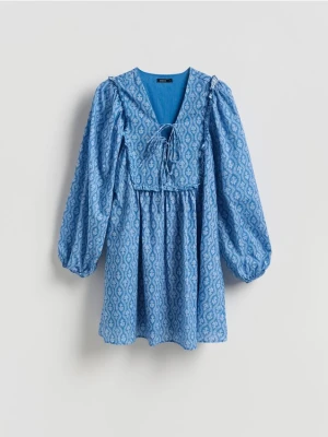 Reserved - Bawełniana sukienka mini - jasnoniebieski