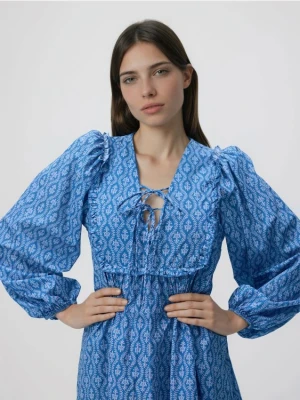 Reserved - Bawełniana sukienka mini - jasnoniebieski