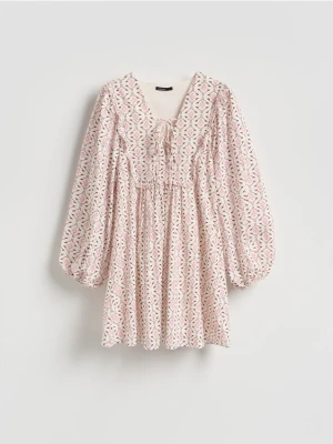 Reserved - Bawełniana sukienka mini - wielobarwny