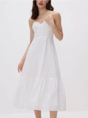 Reserved - Bawełniana sukienka na ramiączkach - biały