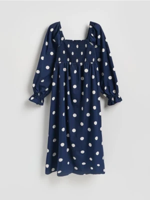 Reserved - Bawełniana sukienka w groszki - granatowy